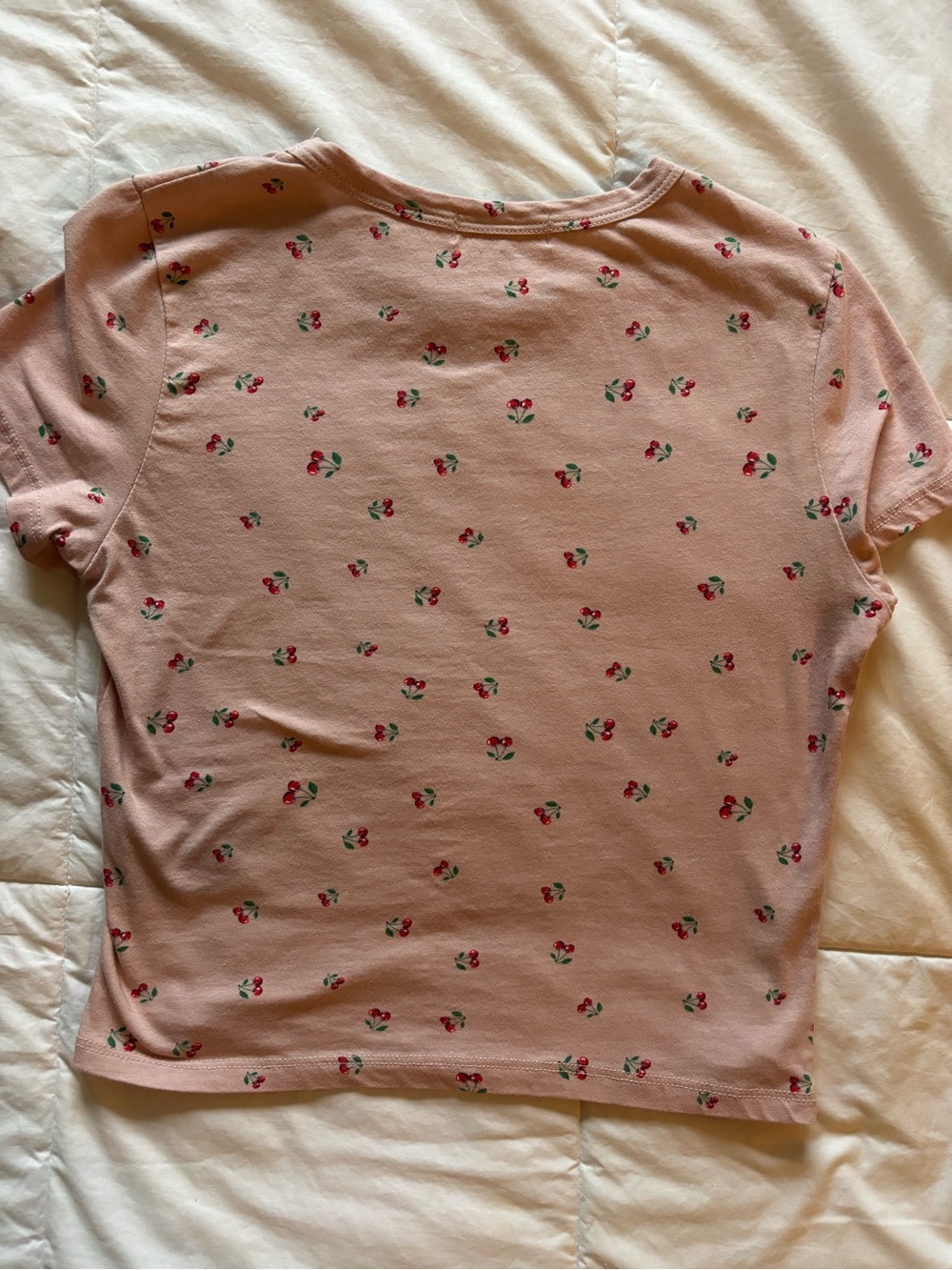 Pink Cherry pattern baby tee - Picture 2 of 4